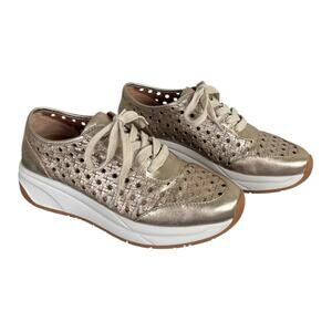 Patricia Nash Milla Perforated Sneaker Gold Leather Women’s 6